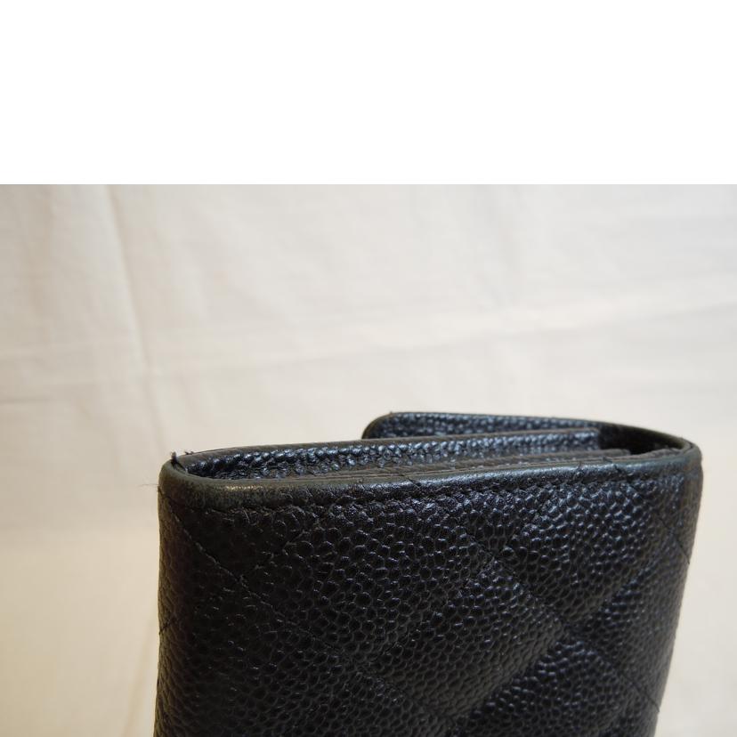 CHANEL/キャビアスキンフラップロングウォレットブラック/A50096//171*****/ABランク/92