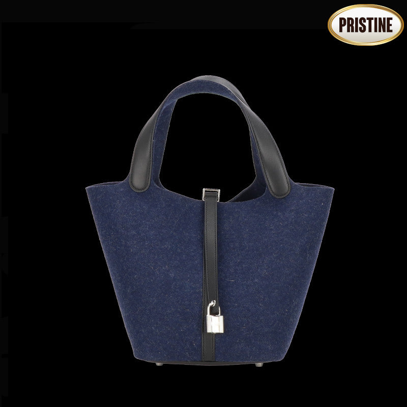 HERMES エルメス/ピコタンロックMM/フェルト×スイフト/ブルーニュイ//Y刻印**********/SAランク/24