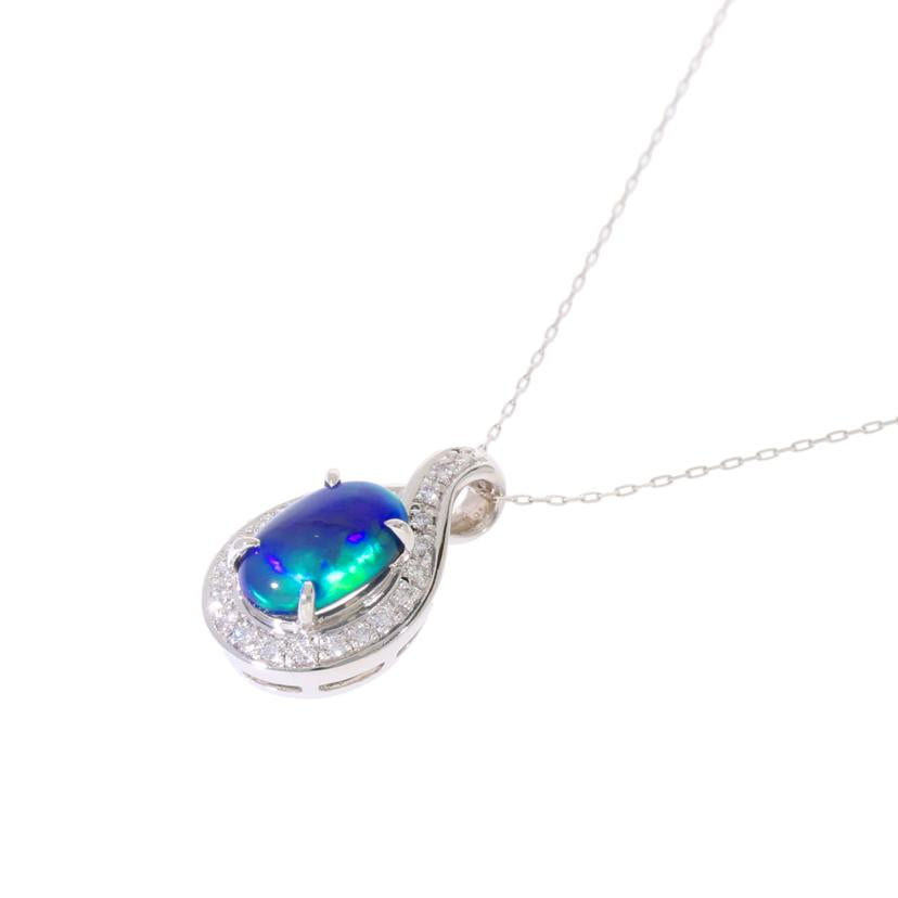 /◎PT900/850ブラックオパールダイヤネックレス1.317/D0.16ct//Aランク/59