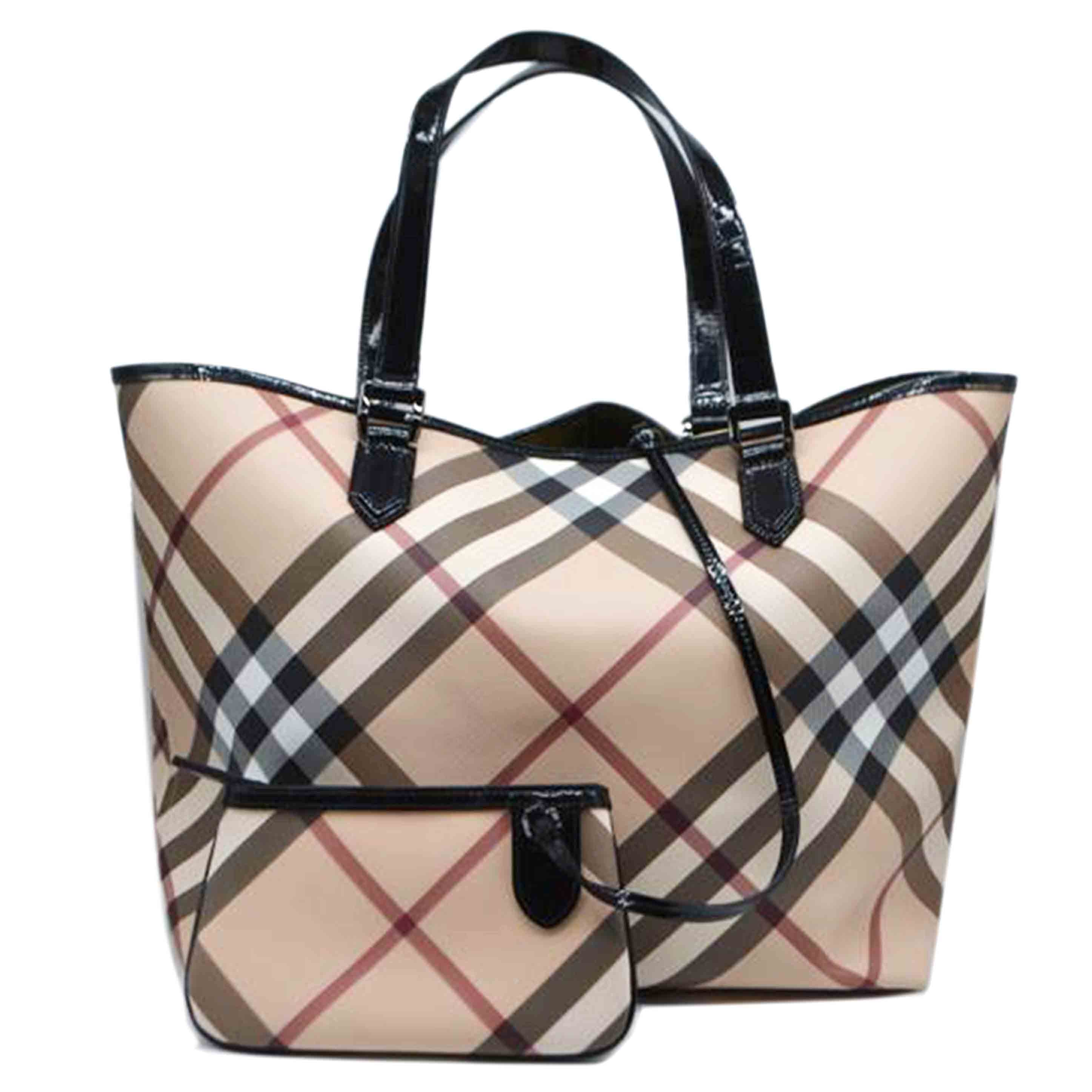 BURBERRY バーバリー/ノバチェックコーテッドパテントレザートート//ABランク/89