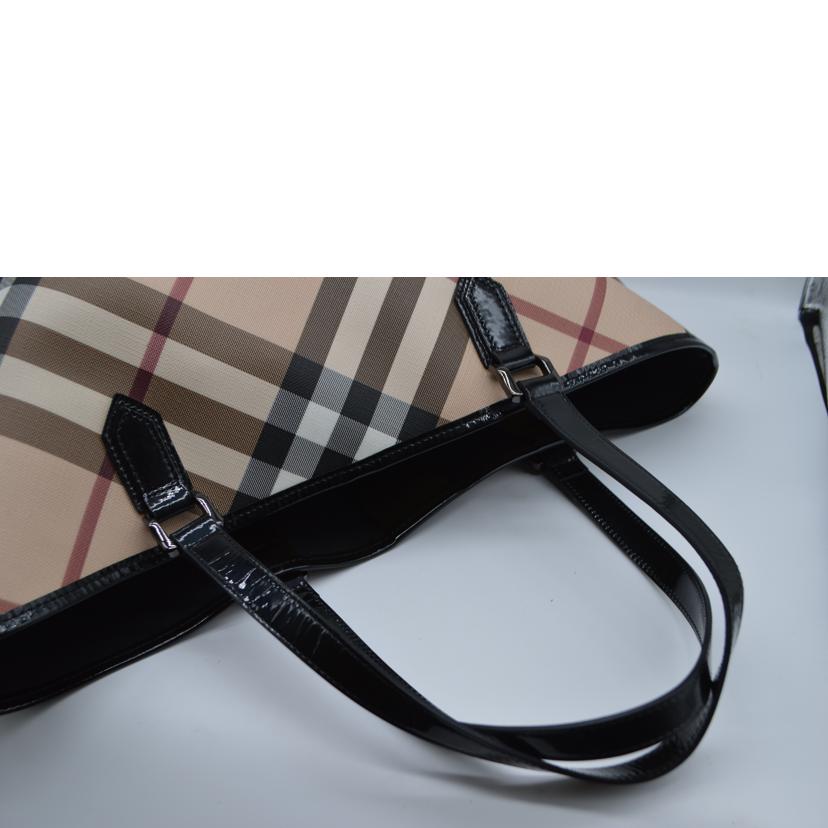 BURBERRY バーバリー/ノバチェックコーテッドパテントレザートート//ABランク/89