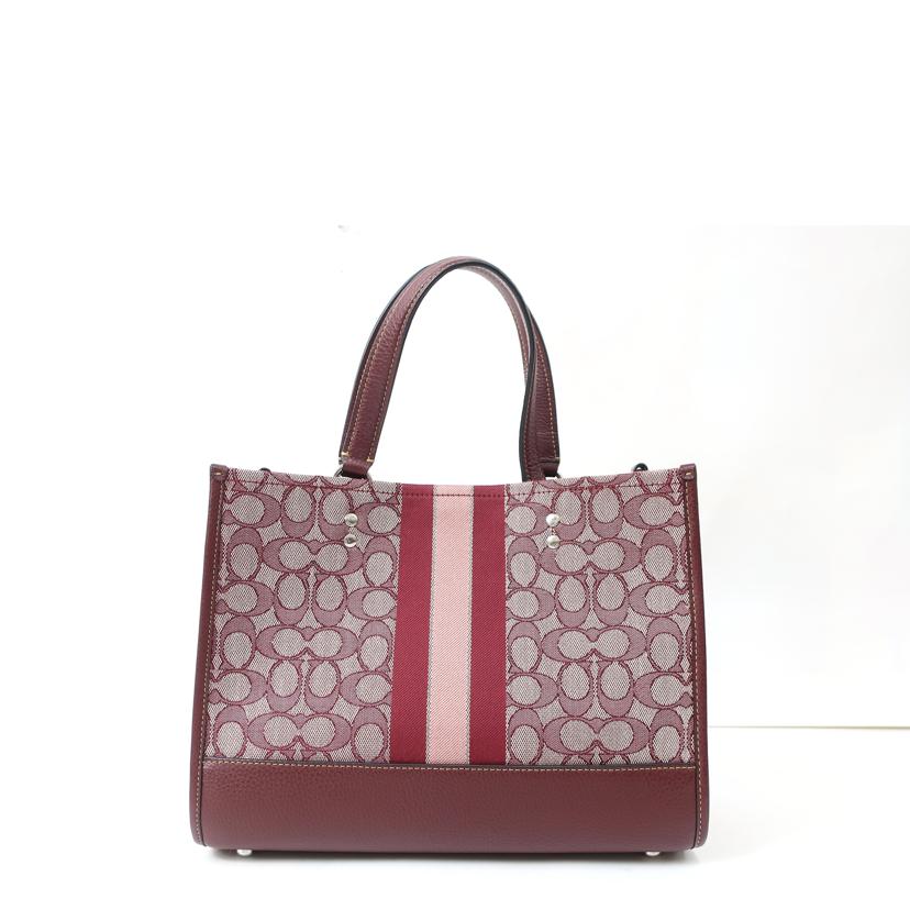 COACH コーチ/デンプシー キャリーオール シグネチャー ジャカード ウィズ ストライプ アンドコーチ パッチ 2WAY ダークレッド/C8448//Aランク/65