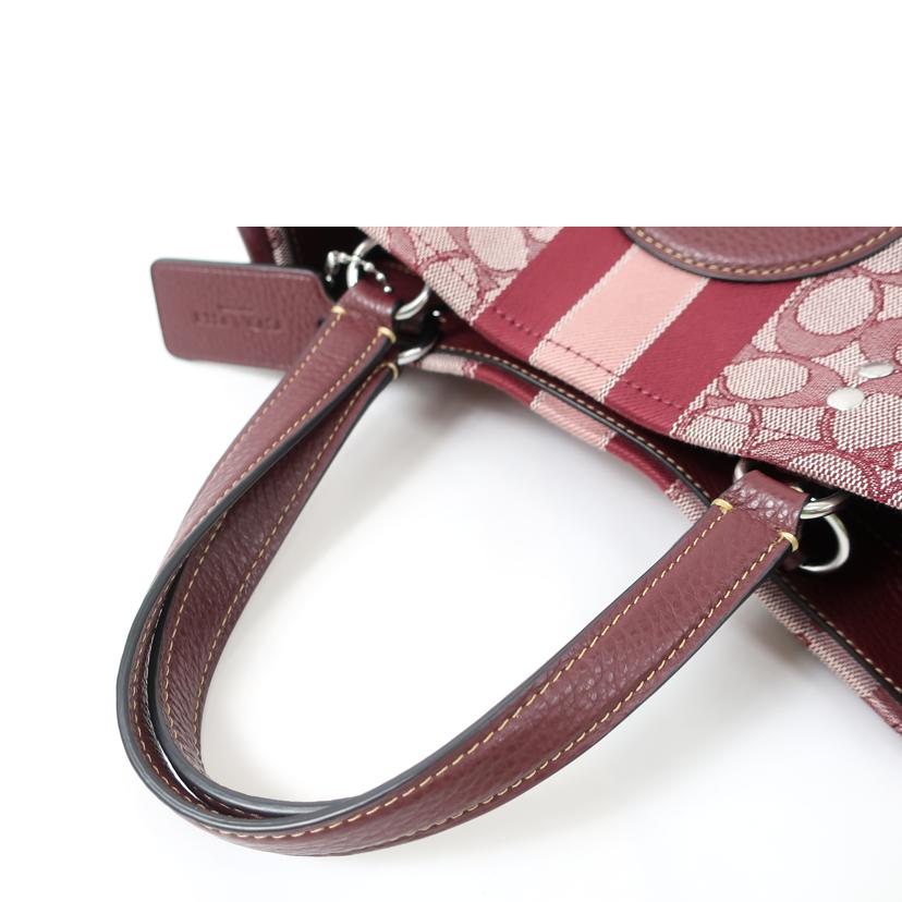 COACH コーチ/デンプシー キャリーオール シグネチャー ジャカード ウィズ ストライプ アンドコーチ パッチ 2WAY ダークレッド/C8448//Aランク/65
