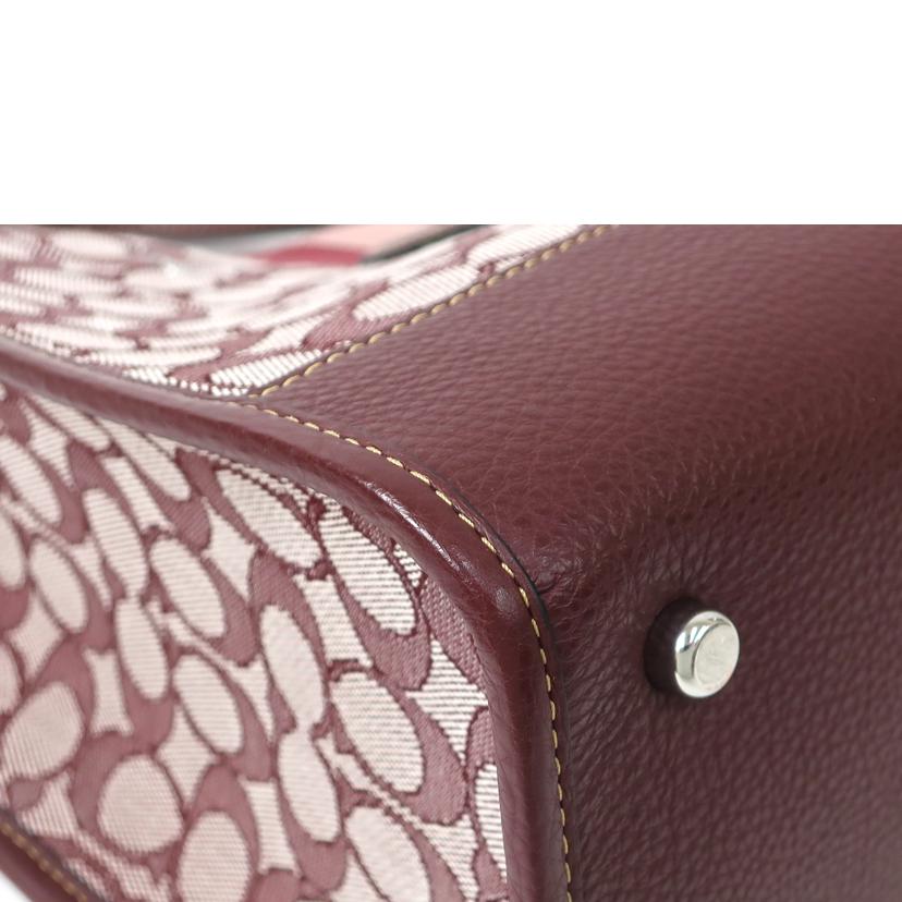 COACH コーチ/デンプシー キャリーオール シグネチャー ジャカード ウィズ ストライプ アンドコーチ パッチ 2WAY ダークレッド/C8448//Aランク/65