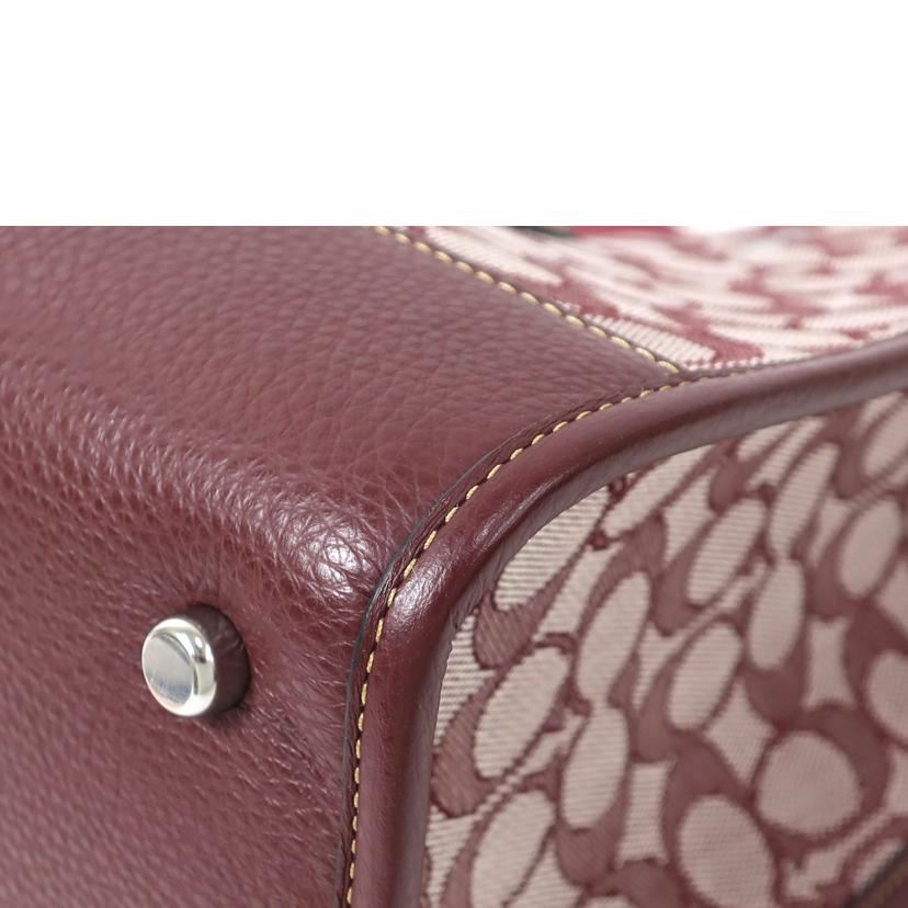 COACH コーチ/デンプシー キャリーオール シグネチャー ジャカード ウィズ ストライプ アンドコーチ パッチ 2WAY ダークレッド/C8448//Aランク/65