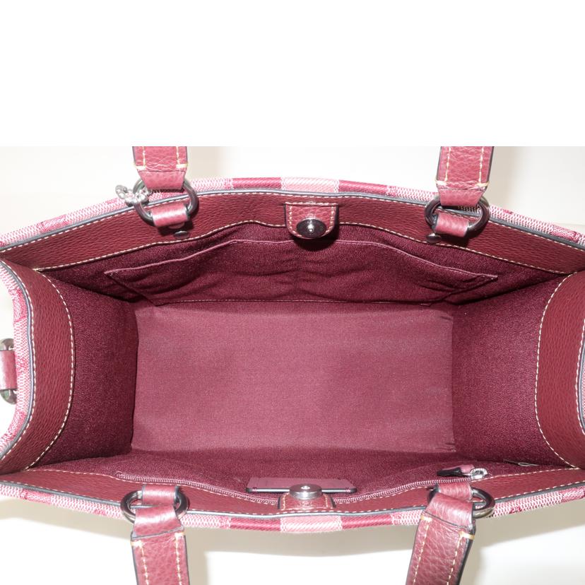 COACH コーチ/デンプシー キャリーオール シグネチャー ジャカード ウィズ ストライプ アンドコーチ パッチ 2WAY ダークレッド/C8448//Aランク/65
