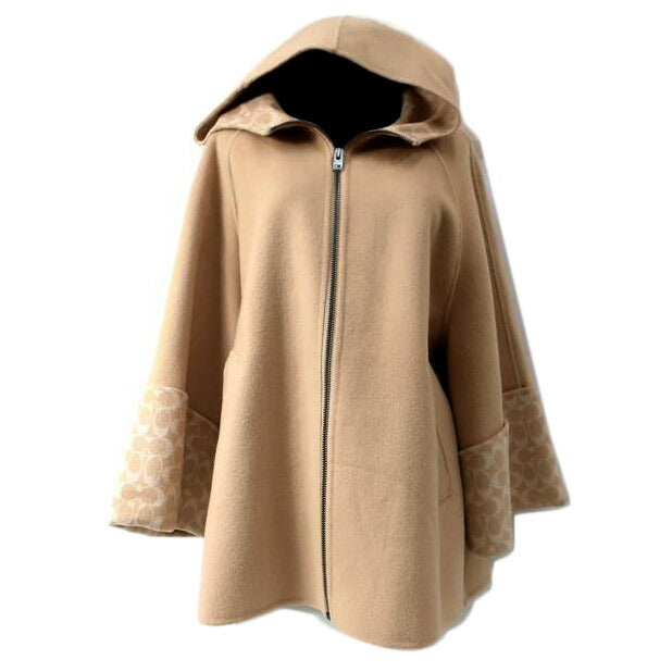 COACH コーチ/ウールポンチョ コート ケープ シグネチャー M/Lサイズ ベージュ/CL278//Aランク/65