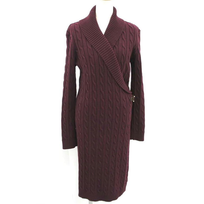 LAUREN RALPHLAUREN ローレンラルフローレン/ケーブルニットバックルトリムセータードレス/200808259003//Aランク/09