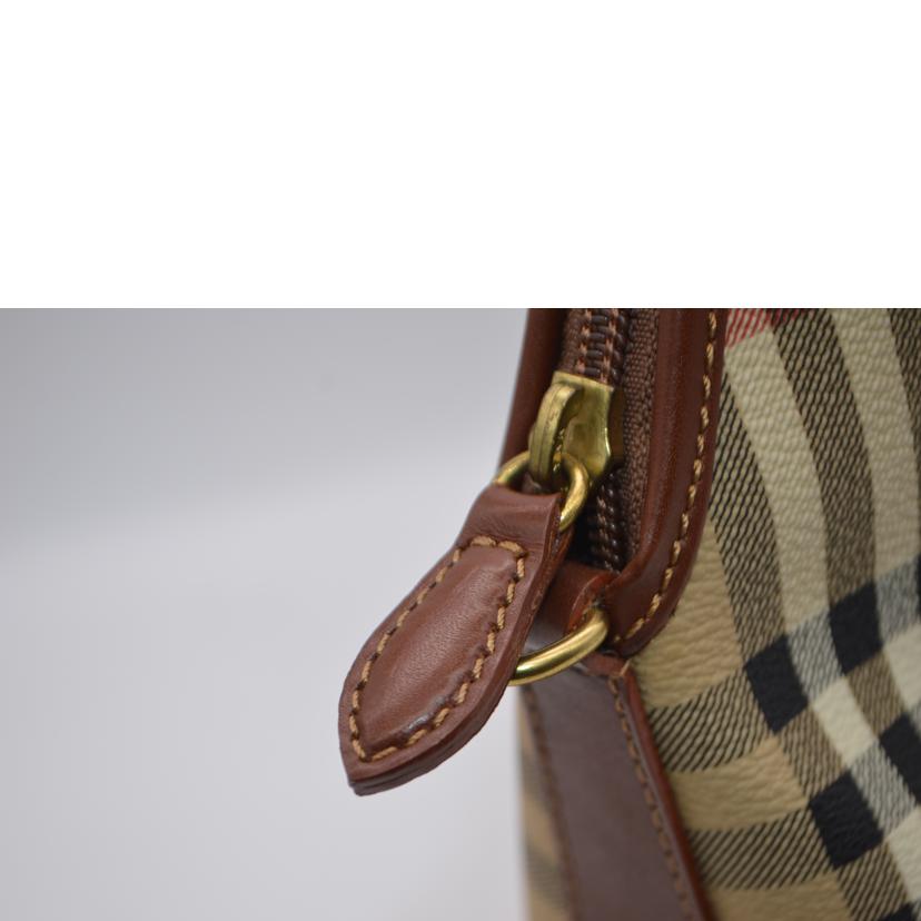 BURBERRY バーバリー/ノバチェックドームレザーハンド/ブラウン//Aランク/89