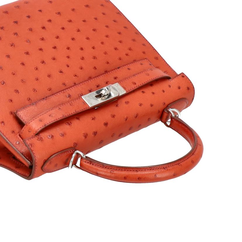 HERMES エルメス/ケリー28/オーストリッチ・オランジュ/シルバー金具/001859CC//□A刻*/SAランク/24