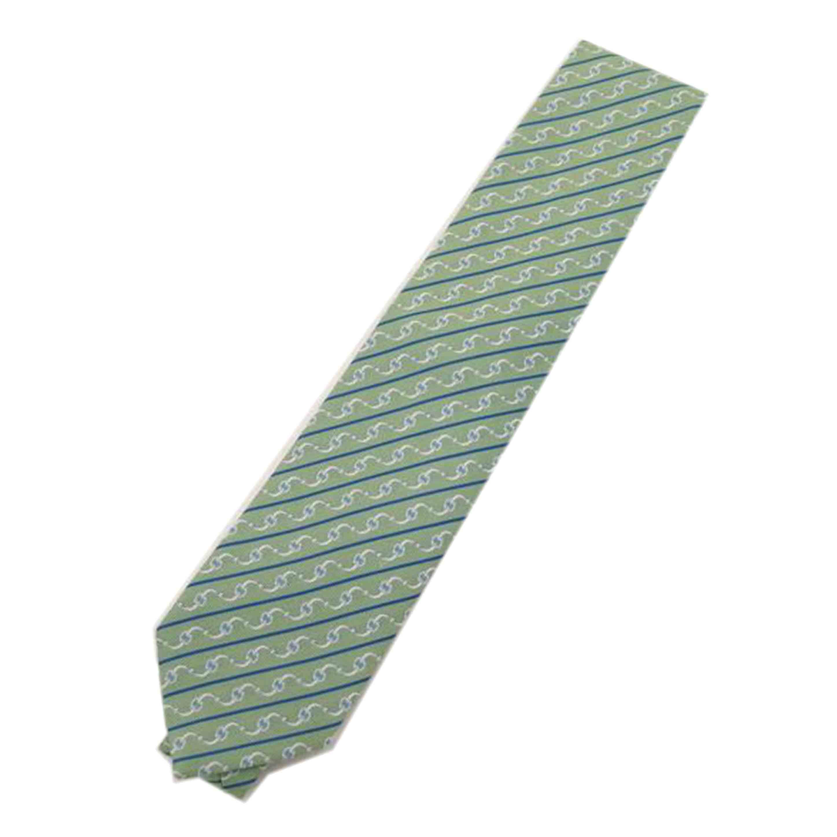 HERMES エルメス シルク100% 緑 メンズ/ネクタイ/グリーン//Aランク/69