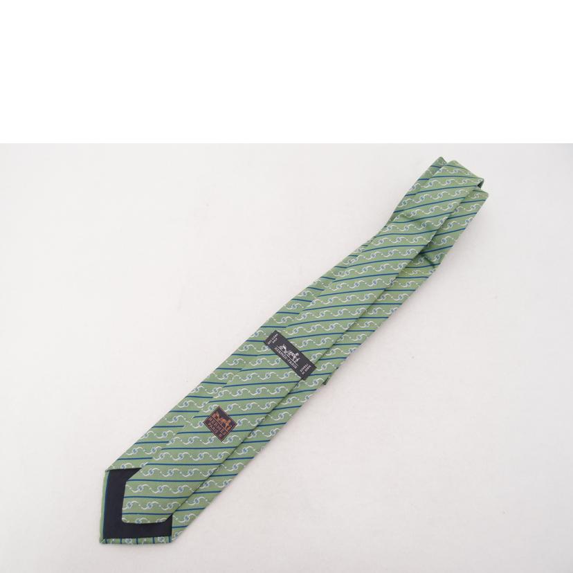 HERMES エルメス シルク100% 緑 メンズ/ネクタイ/グリーン//Aランク/69