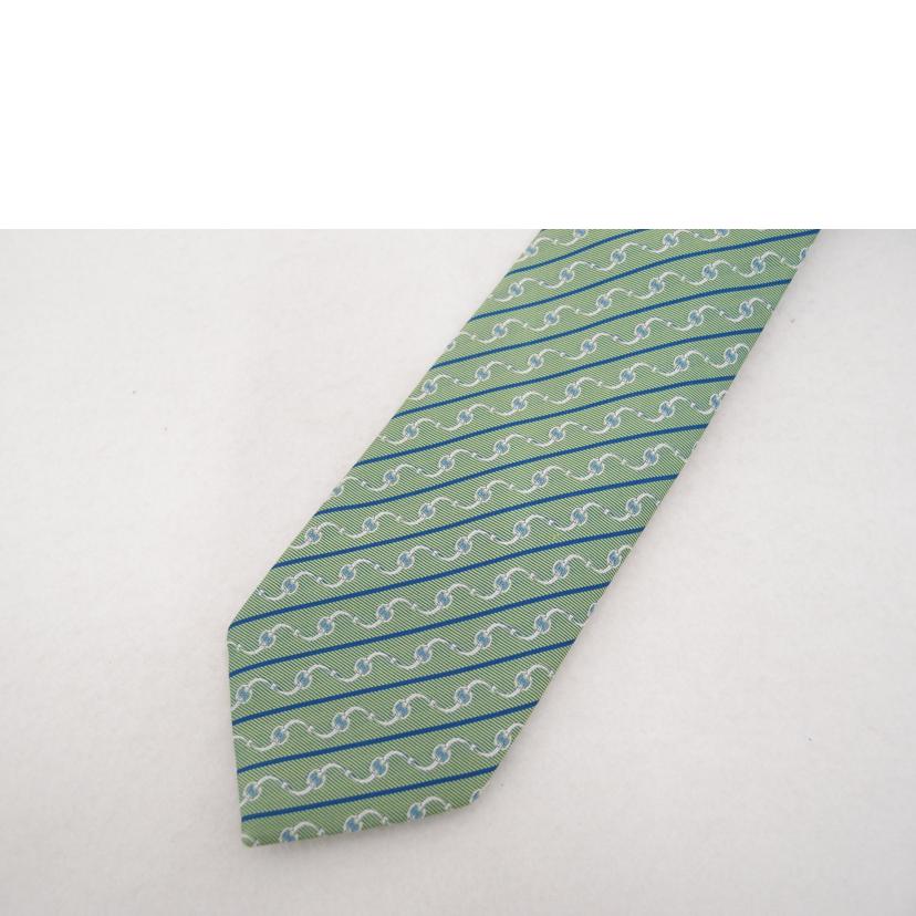 HERMES エルメス シルク100% 緑 メンズ/ネクタイ/グリーン//Aランク/69