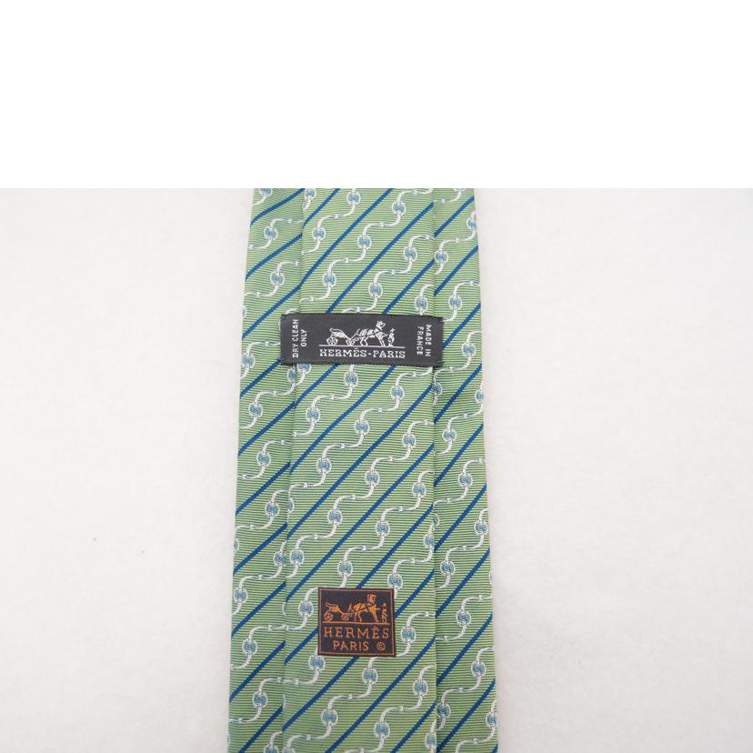 HERMES エルメス シルク100% 緑 メンズ/ネクタイ/グリーン//Aランク/69