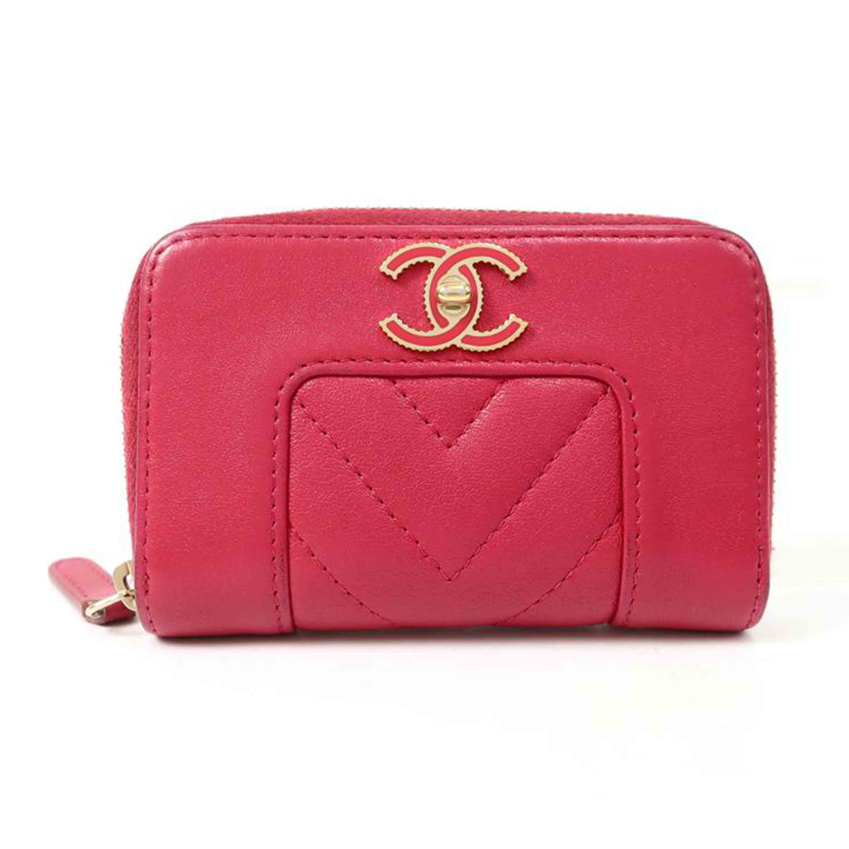 CHANEL シャネル/ココマーク マドモアゼル ラムスキン コインケース 小銭入れ ホットピンク//Bランク/65