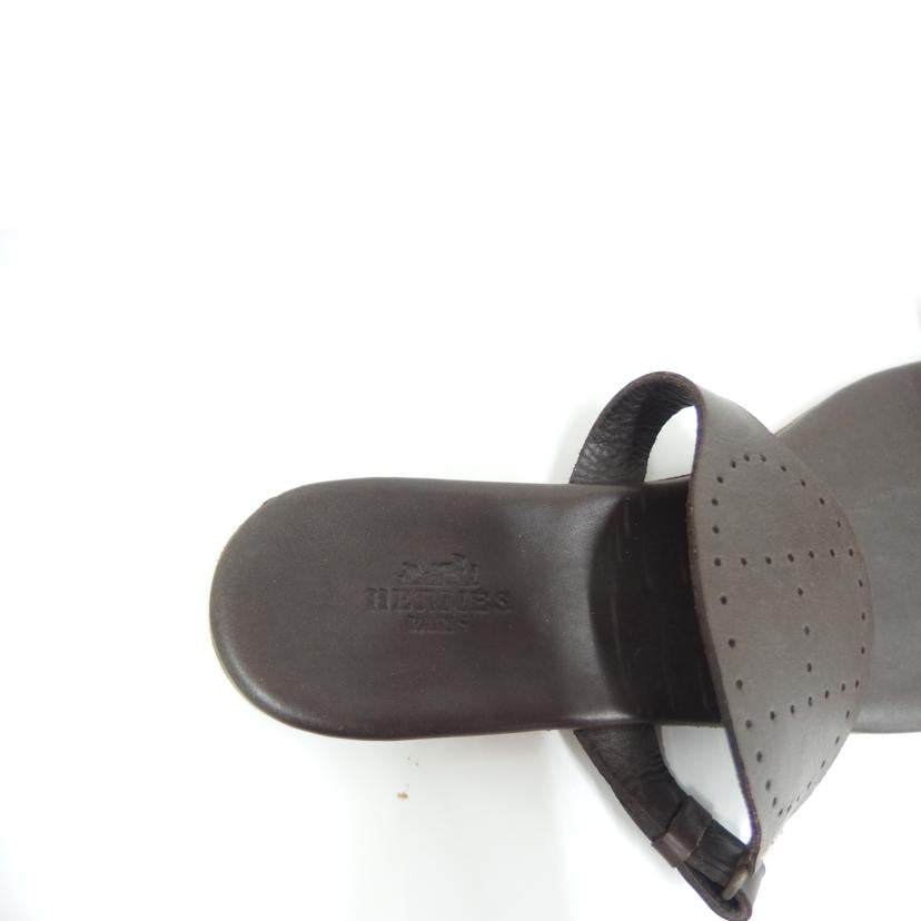 HERMER エルメス/パンチングレザーサンダル/ブラウン/Hロゴ//Bランク/82