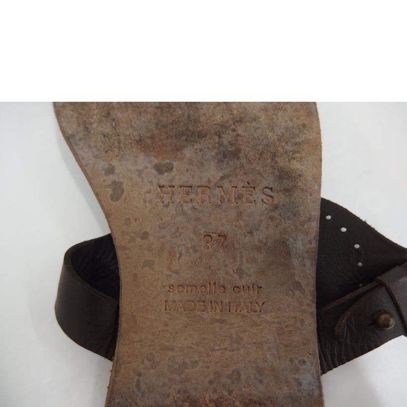 HERMER エルメス/パンチングレザーサンダル/ブラウン/Hロゴ//Bランク/82