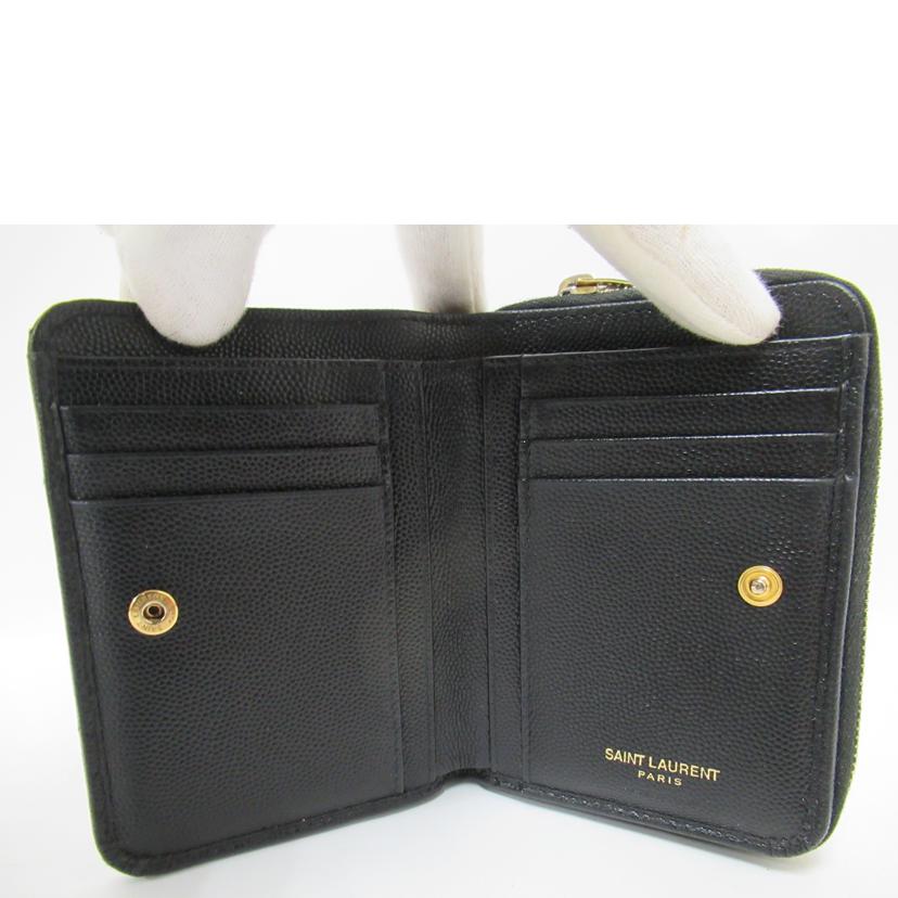 SAINT LAURENT/二つ折り財布/YSLロゴ・レザー/GUF403723//031*/Bランク/63
