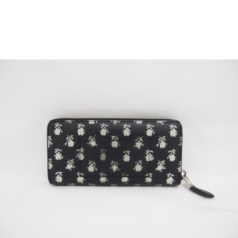 COACH コーチ クロスグレイン レザー アコーディオンジップ/ラウンドファスナー長財布/フラワープリント/52777//L14**/Bランク/04