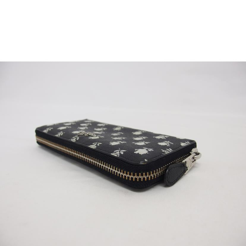 COACH コーチ クロスグレイン レザー アコーディオンジップ/ラウンドファスナー長財布/フラワープリント/52777//L14**/Bランク/04