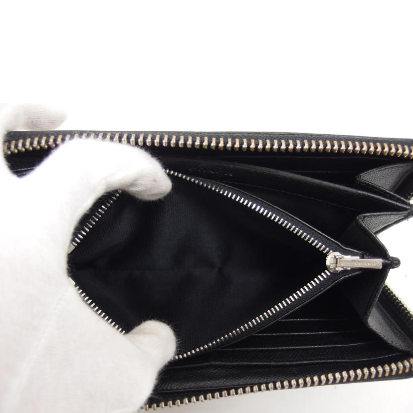 COACH コーチ クロスグレイン レザー アコーディオンジップ/ラウンドファスナー長財布/フラワープリント/52777//L14**/Bランク/04