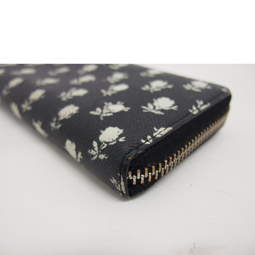 COACH コーチ クロスグレイン レザー アコーディオンジップ/ラウンドファスナー長財布/フラワープリント/52777//L14**/Bランク/04