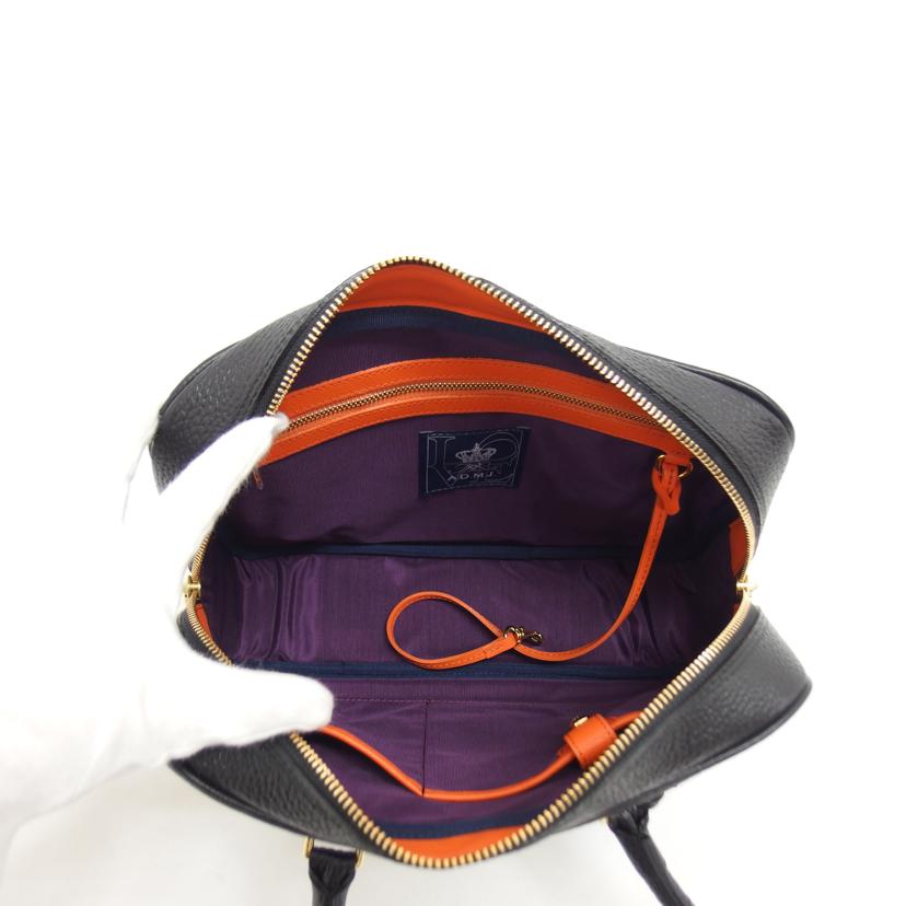 A.D.M.J. エーディーエムジェイ/シュリンクレザー/ボストンバッグ/ブラック//Aランク/04