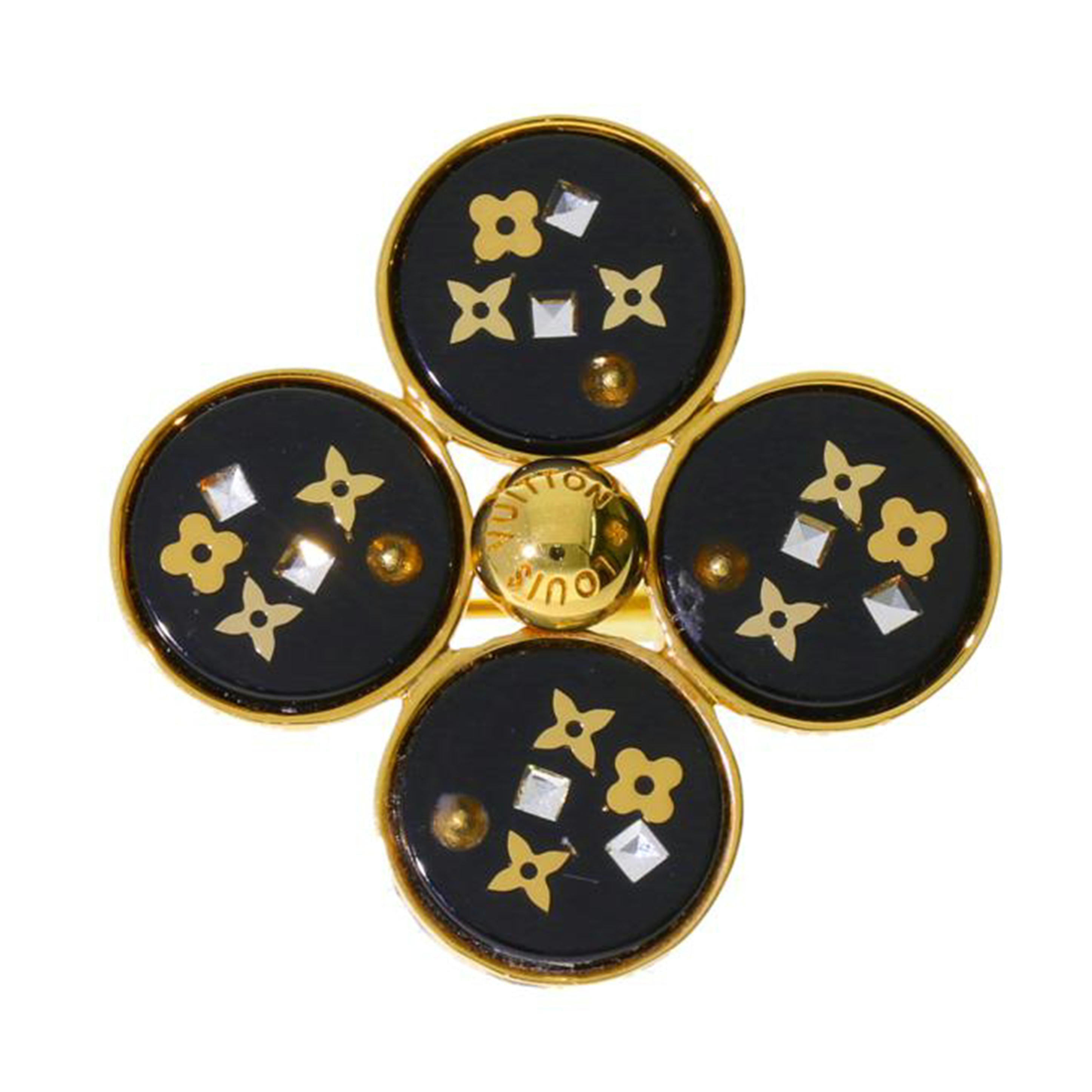 LV ルイヴィトン/LV/ブローチ/ゴールド金具×黒/M65280//GP0***/ABランク/75