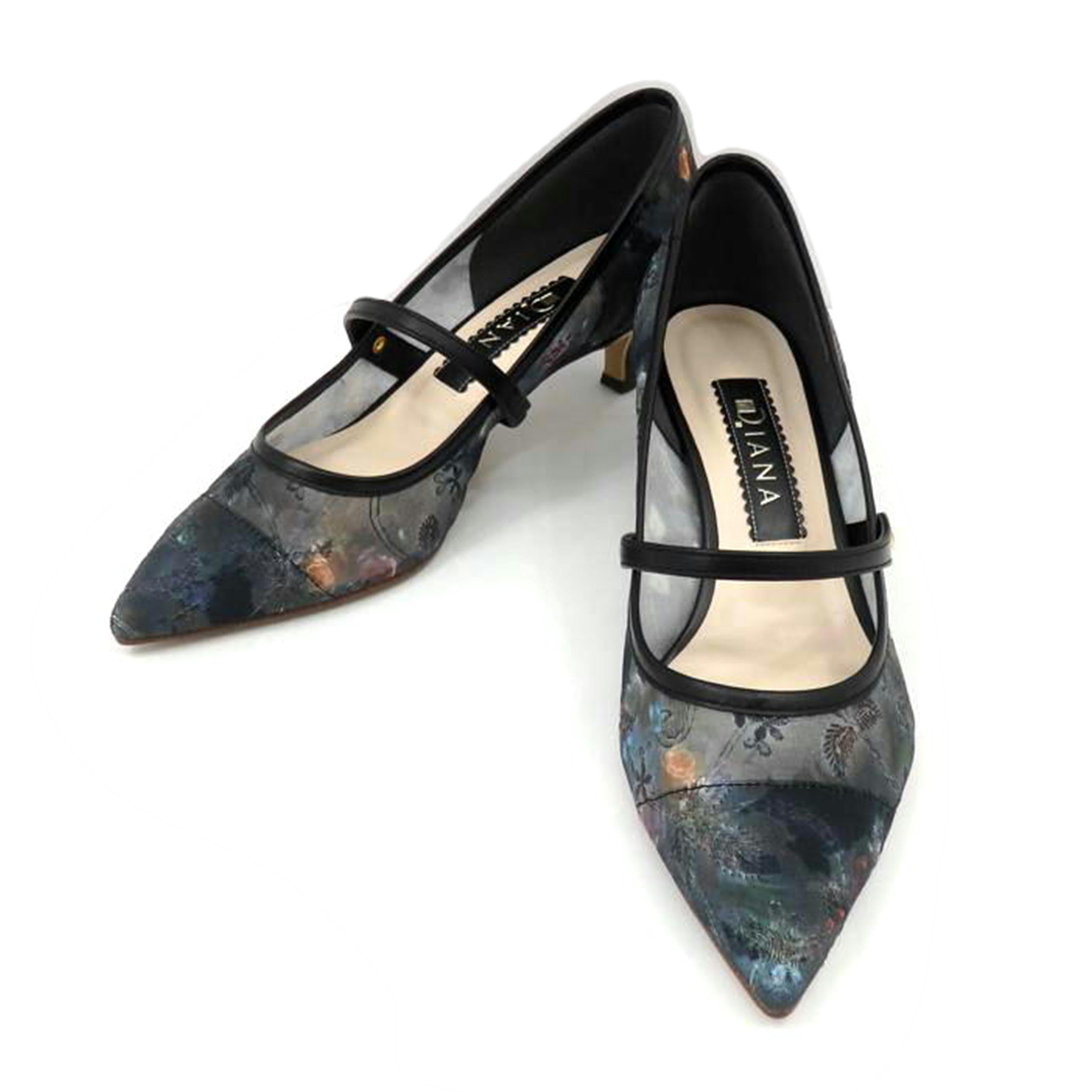 DAIANA ダイアナ/メリージェーン クロブーケプリント シシュウチュール パンプス//ABランク/77