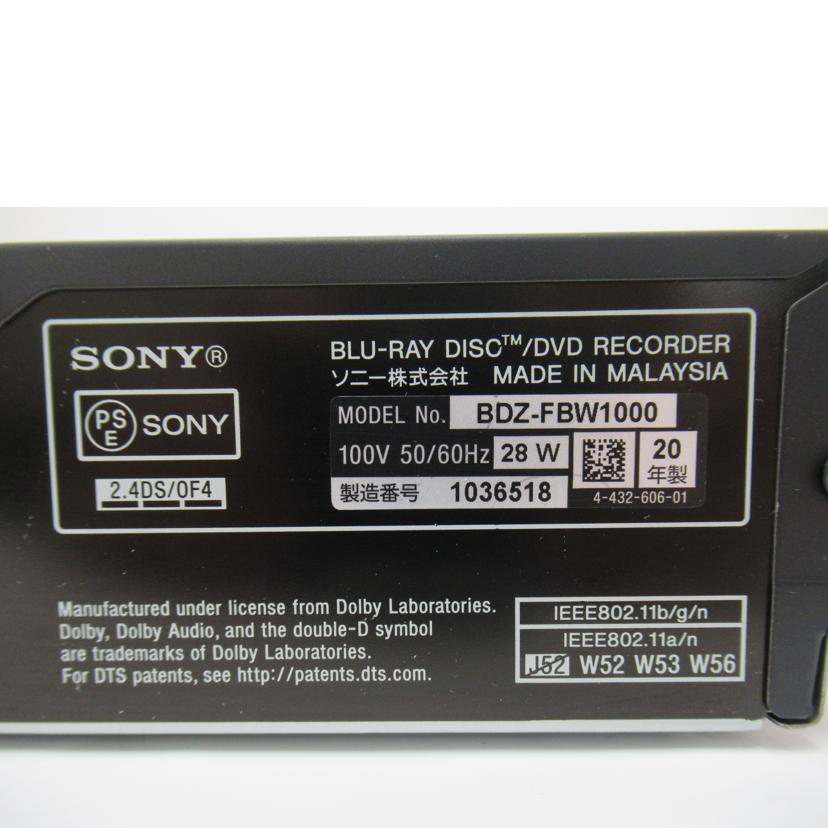 SONY/Ultra HD ブルーレイ/DVDレコーダー/BDZ-FBW1000//1036518/Bランク/63