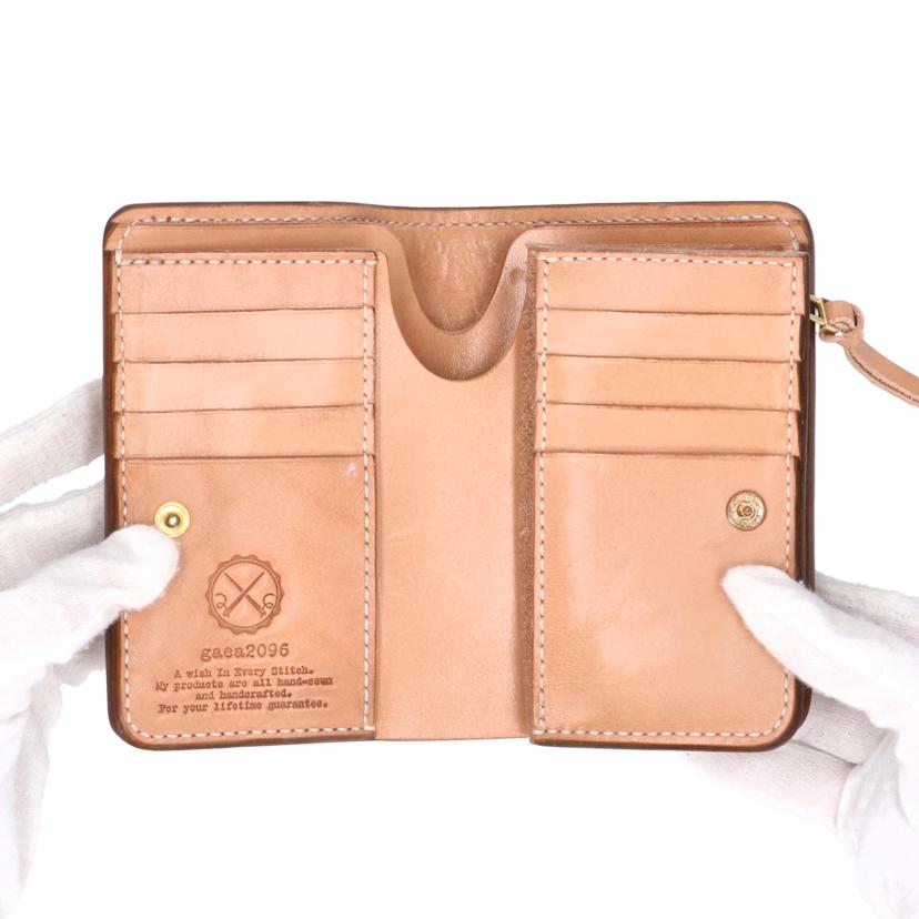 gaea2096 ガイア2096/ヌメ革2つ折り手縫いミドルウォレット//Bランク/05