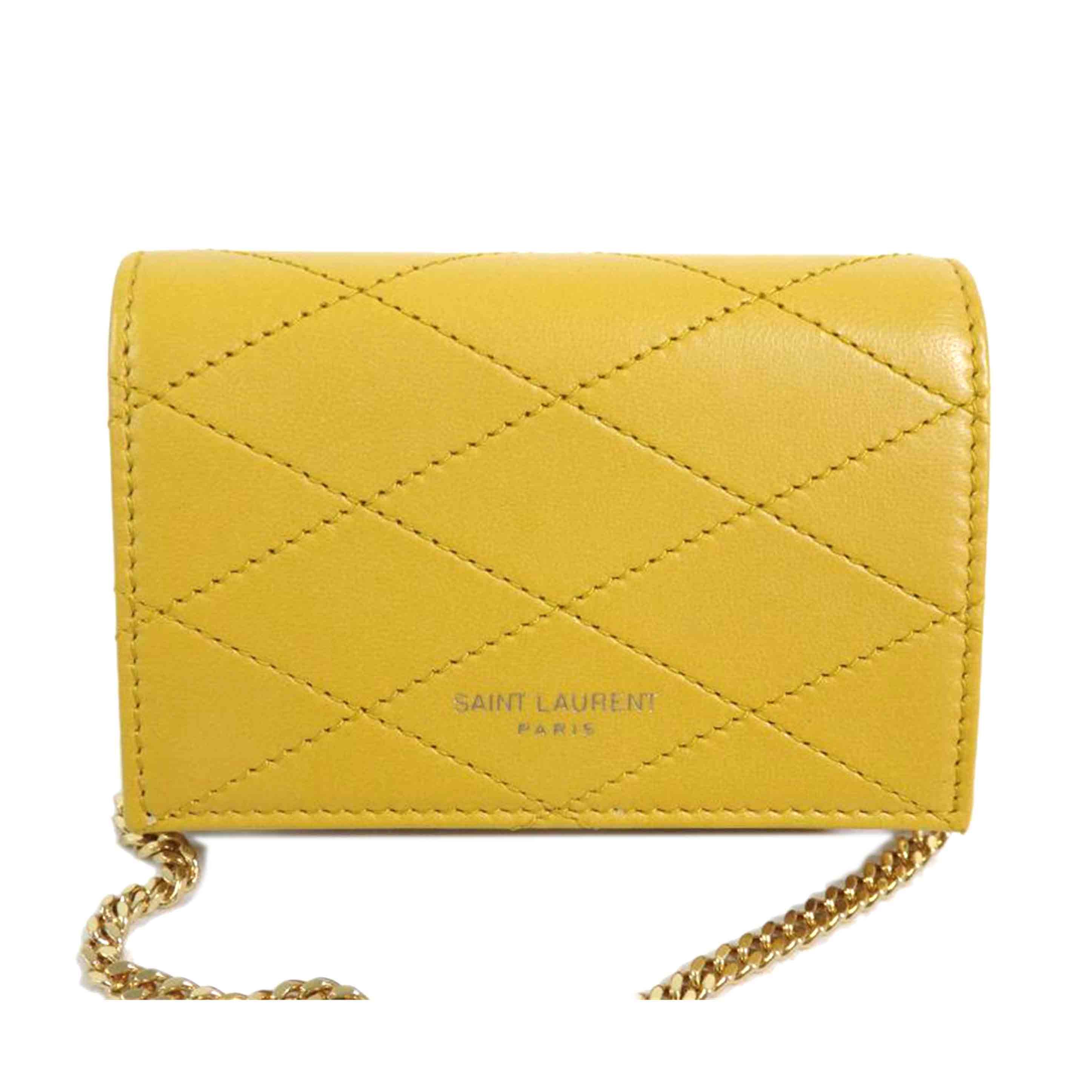 SAINT LAURENT サンローラン/ミニチェーンショルダー/カードケース/黄色/658590//042*/SAランク/84