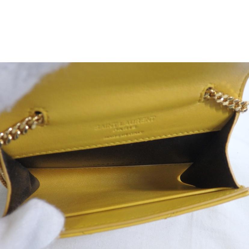 SAINT LAURENT サンローラン/ミニチェーンショルダー/カードケース/黄色/658590//042*/SAランク/84