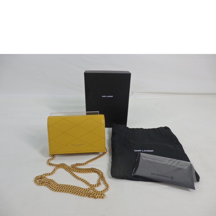 SAINT LAURENT サンローラン/ミニチェーンショルダー/カードケース/黄色/658590//042*/SAランク/84
