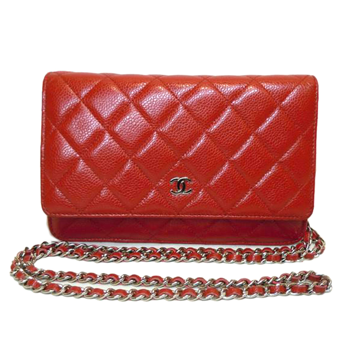 CHANEL シャネル/キャビアスキンチェーンウォレットレッド/SV金具//195*****/ABランク/92