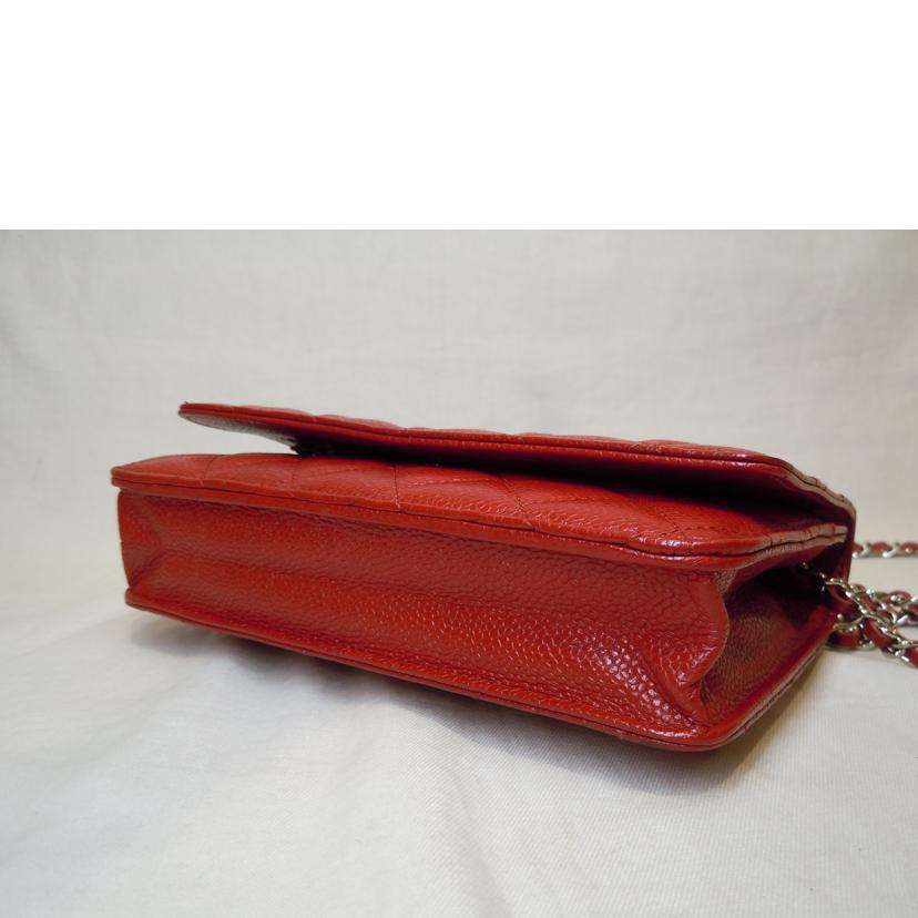 CHANEL シャネル/キャビアスキンチェーンウォレットレッド/SV金具//195*****/ABランク/92