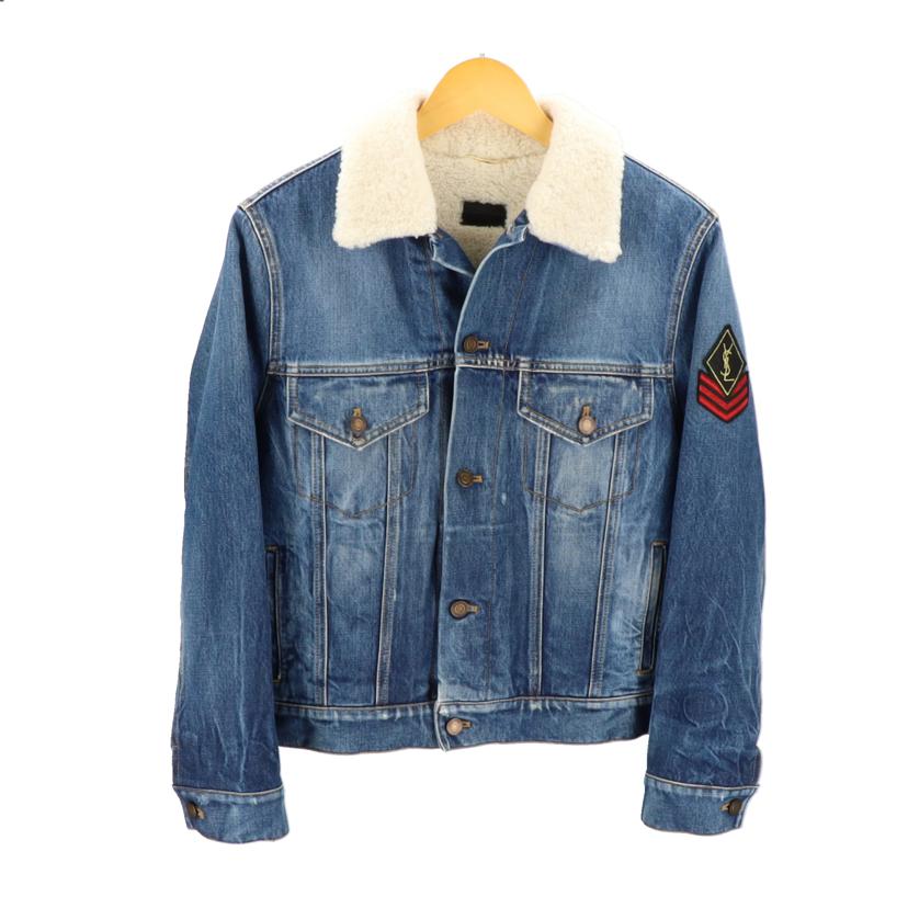 SAINT LAURENT サンローラン/マキシパッチ/ロゴデニムボアジャケット/483202 YZ883//サイズ:M/Aランク/91