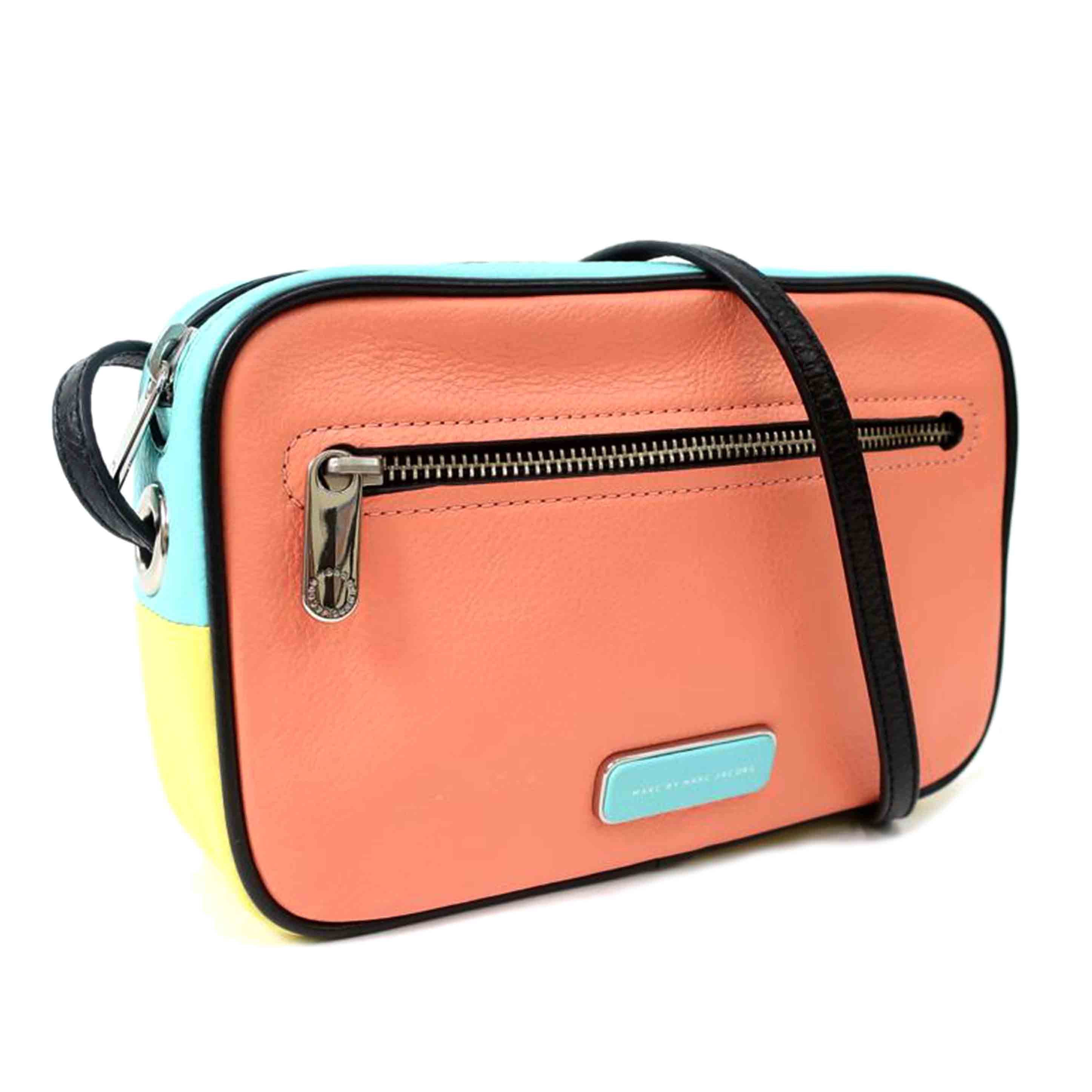 MARC BY MARC JACOBS マークバイマークジェイコブズ/レザーショルダーバッグ ライトブルー コーラルピンク イエロー//Aランク/65
