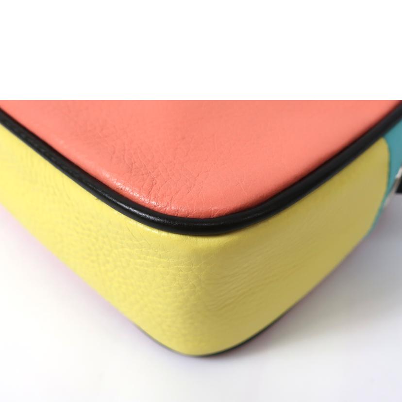 MARC BY MARC JACOBS マークバイマークジェイコブズ/レザーショルダーバッグ ライトブルー コーラルピンク イエロー//Aランク/65