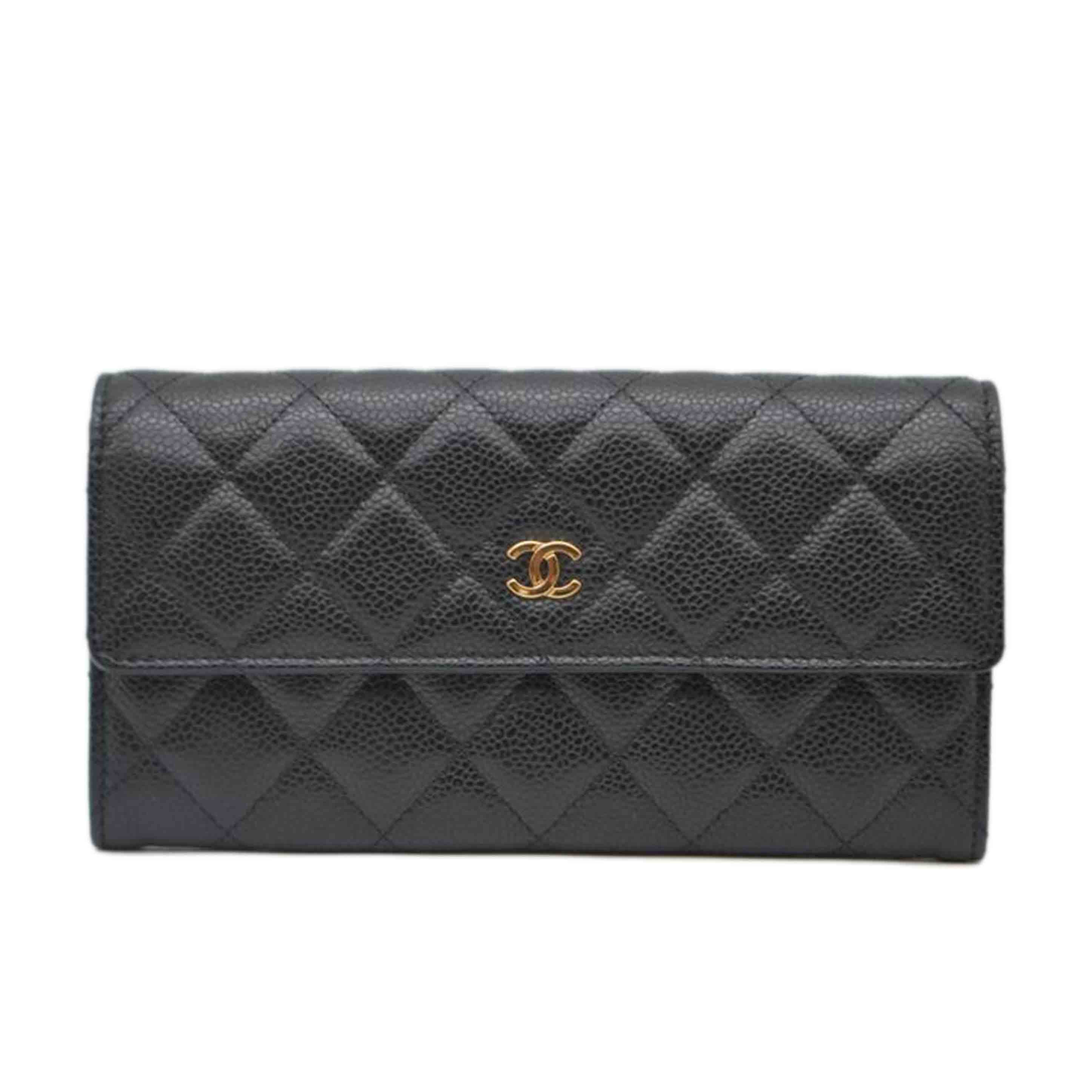 CHANEL シャネル/マトラッセキャビアスキンレザー長財布/ノワール/A50096//188*****/SAランク/89