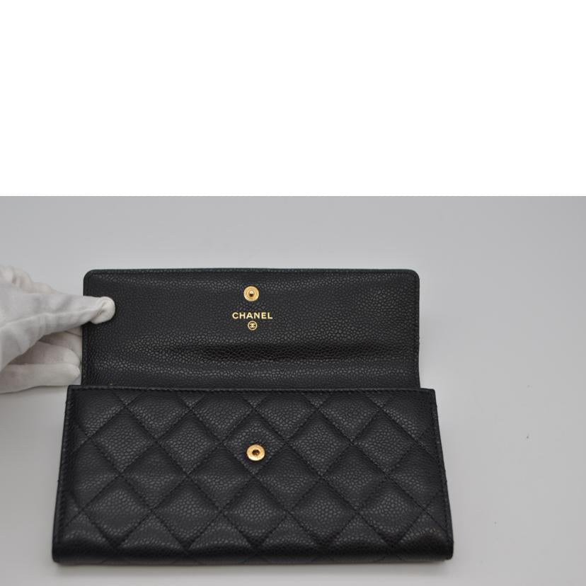 CHANEL シャネル/マトラッセキャビアスキンレザー長財布/ノワール/A50096//188*****/SAランク/89