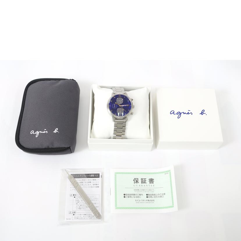 agnes b. アニアスb/ソーラー時計/クロノグラフ ユニセックス 男女兼用 ネイビー/VR43-KHJ0//280***/Aランク/65