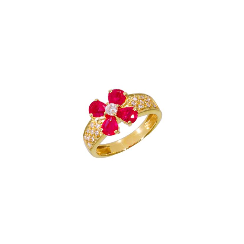 / K18ルビーダイヤリング1.50/D0.23ct//Aランク/64