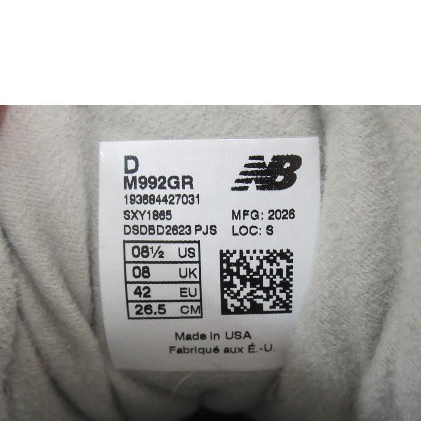 newbalance/スニーカー/NewBalance・M992GR"gray"/M992GR//Aランク/63