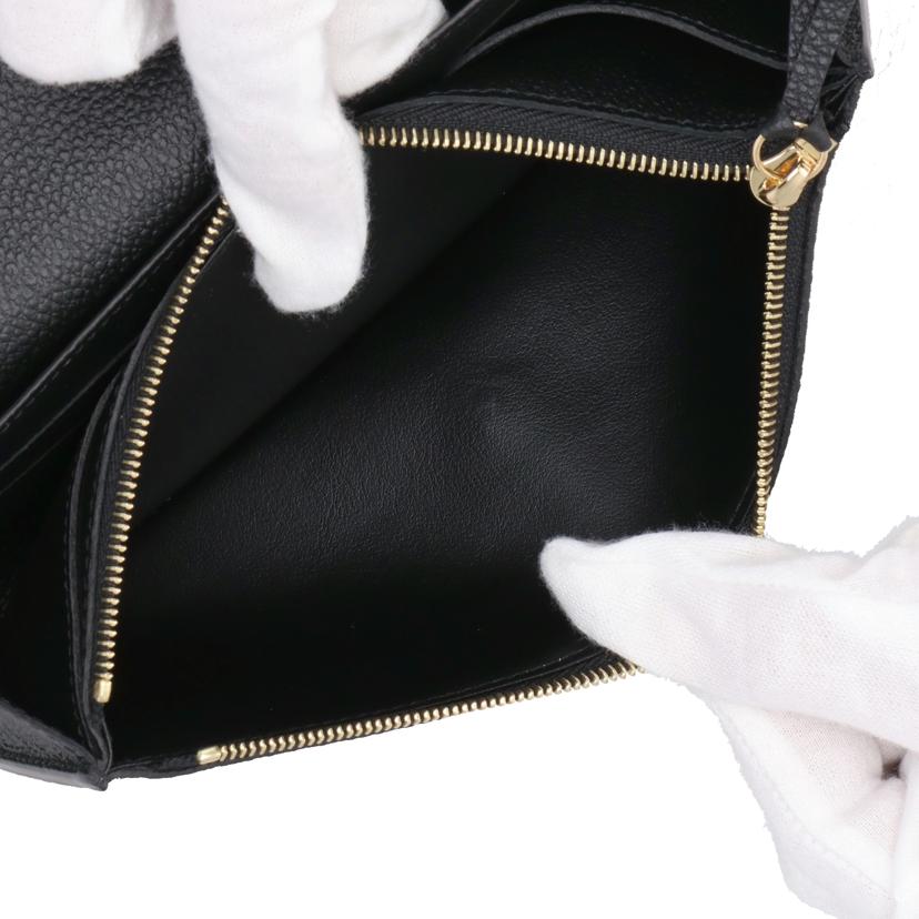 LOUIS VUITTON ルイヴィトン/ポルトフォイユ・エミリー ブラック ベージュ/ モノグラム・アンプラント/M83138//RFI*/Aランク/85