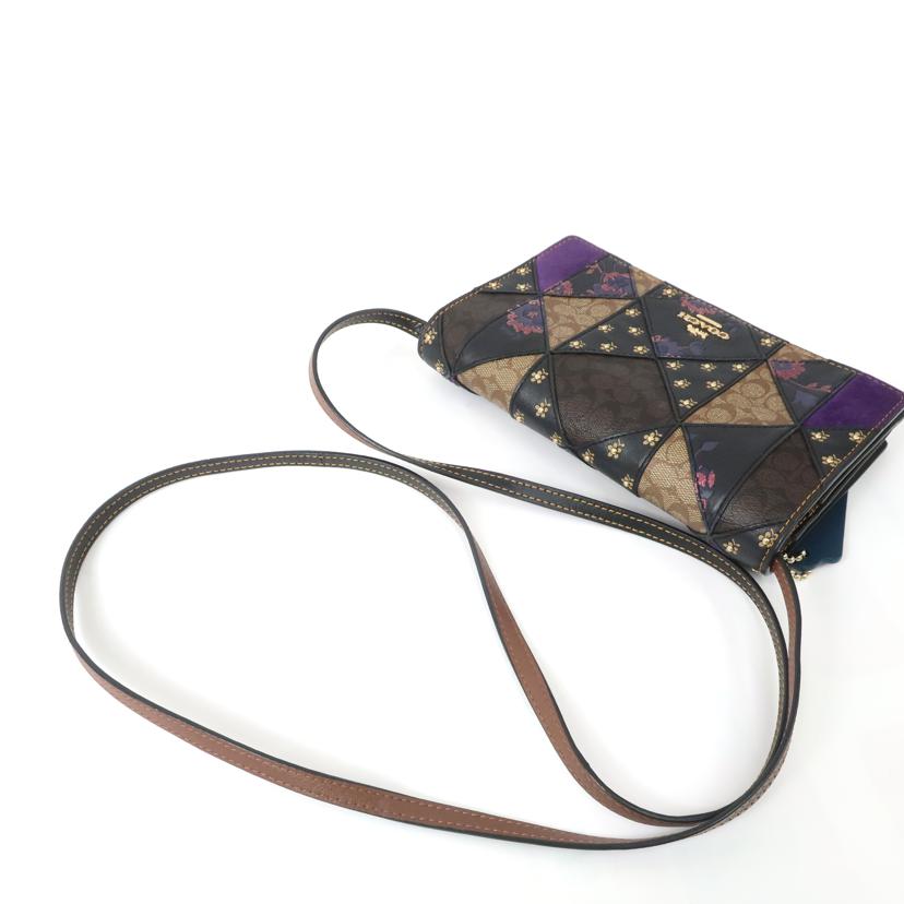 COACH コーチ/シグネチャー ミックスドパッチワーク フォルドオーボー クラッチクロスボディ お財布バッグ/F76768//ABランク/65