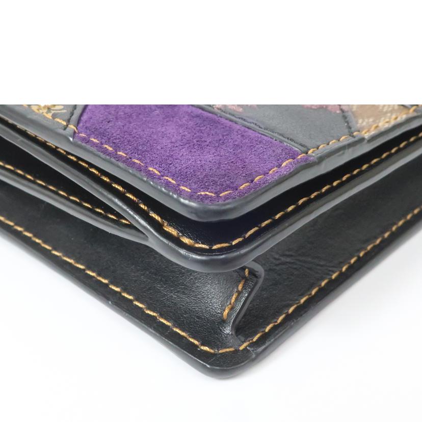 COACH コーチ/シグネチャー ミックスドパッチワーク フォルドオーボー クラッチクロスボディ お財布バッグ/F76768//ABランク/65