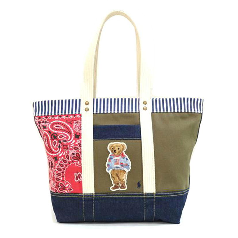RALPH LAUREN ラルフローレン/パッチワークPOLOベアミディアムトート/428839550002//-/ABランク/71