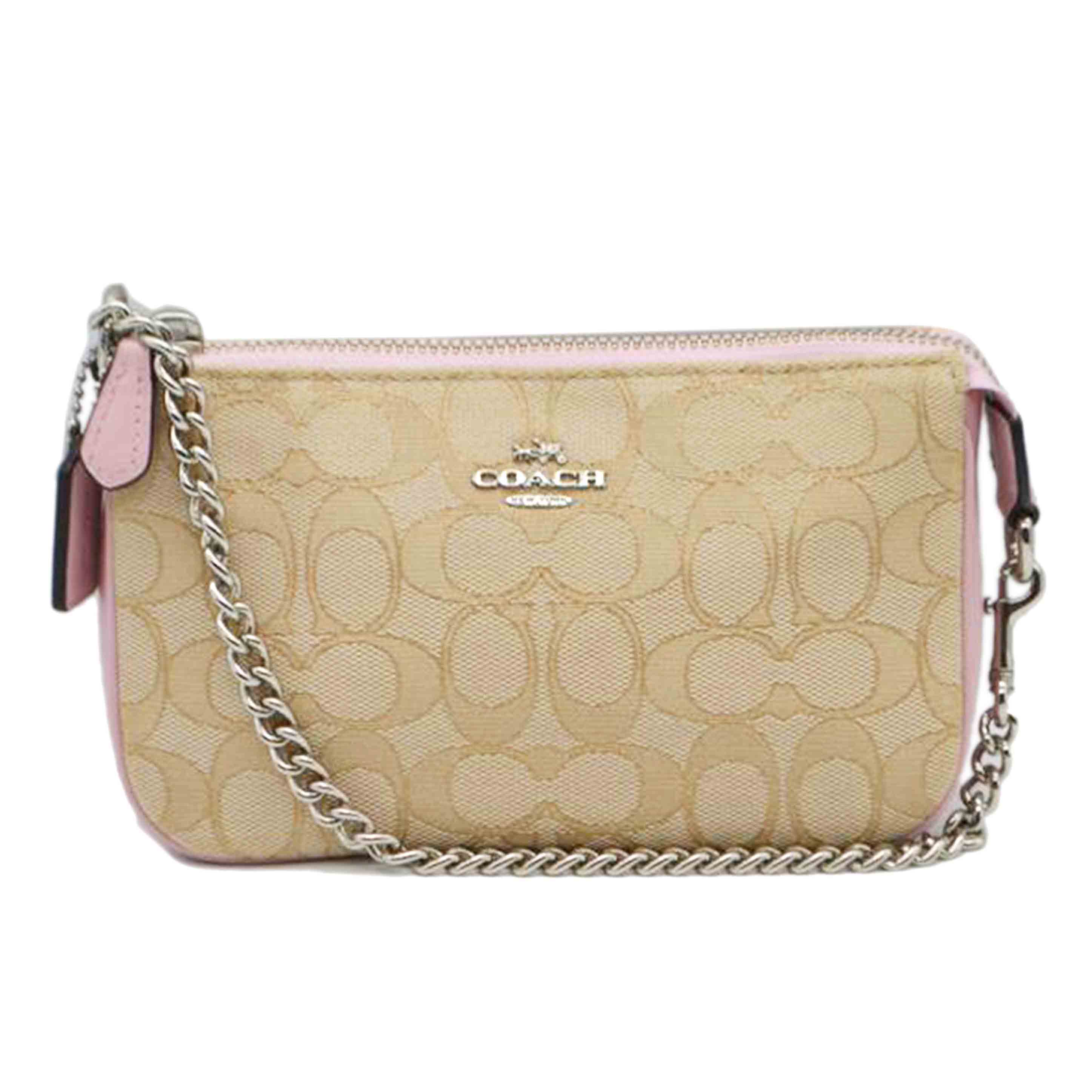 COACH コーチ/アウトラインシグネチャーチェーンレザーハンドポーチ/64877//C16**/Aランク/89