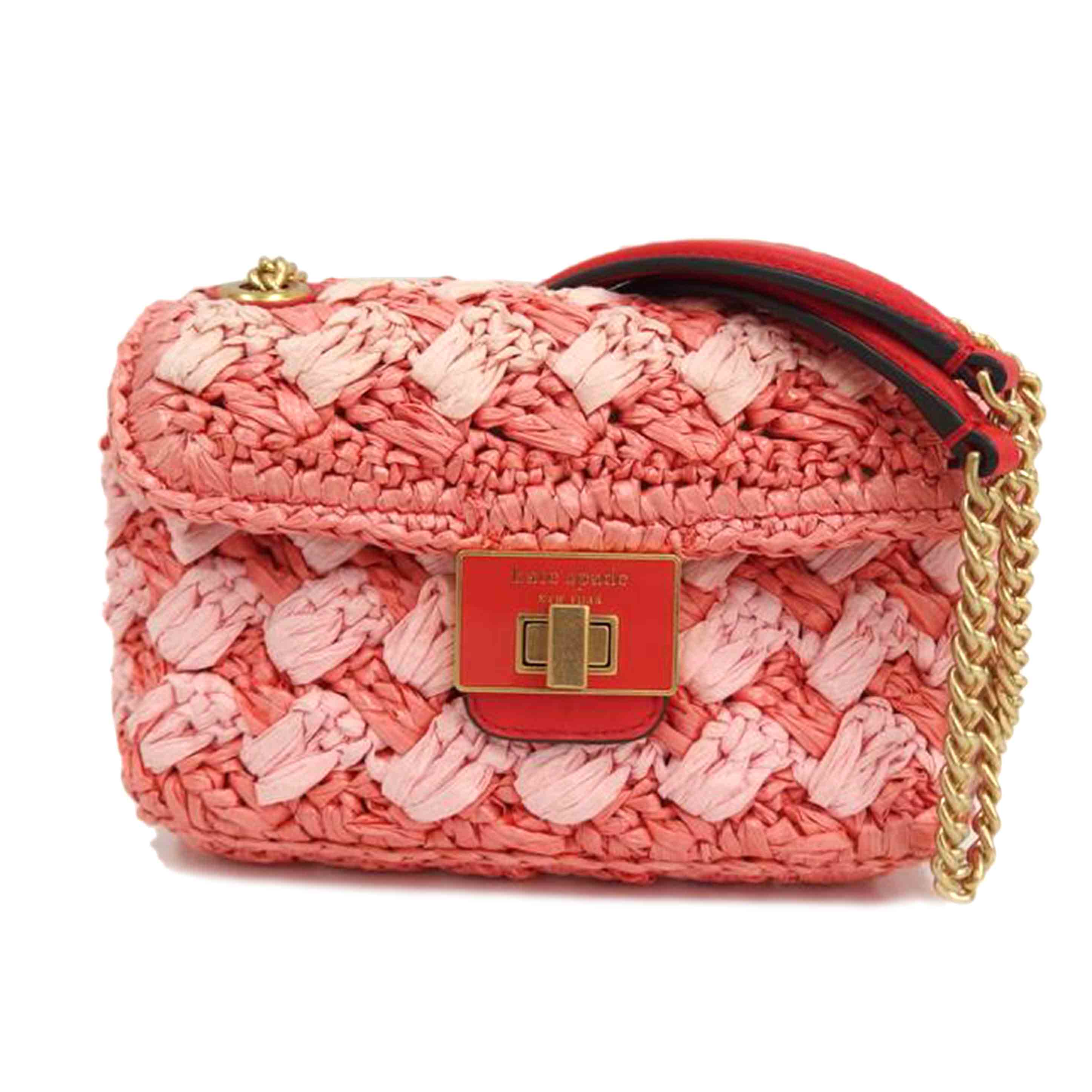 Kate Spade/イヴリンストライブかぎ針編み クロスボディバック/ピンク//Aランク/82